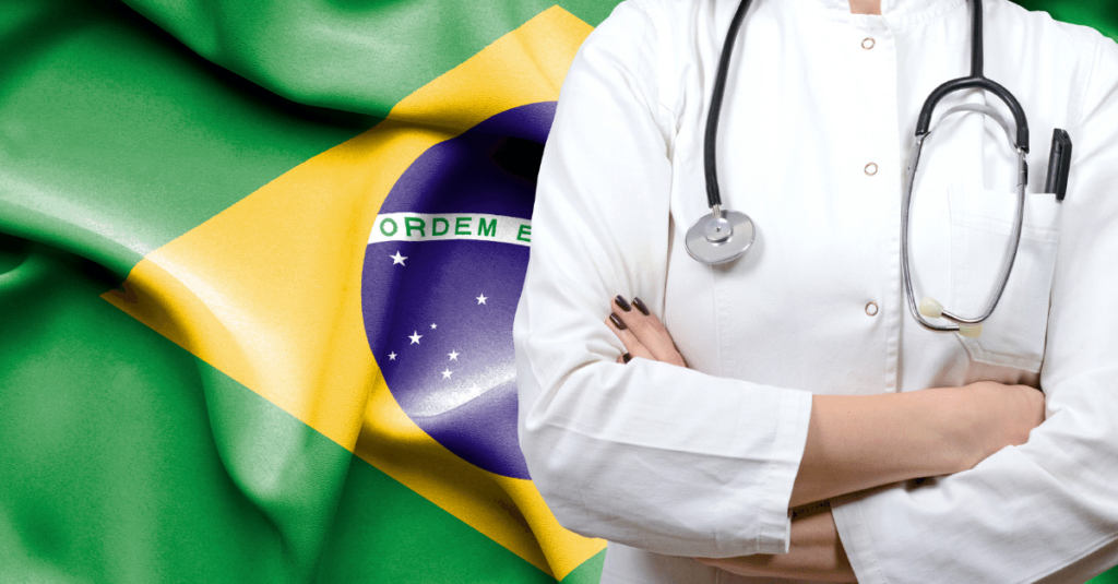 Brazil flag and healthcare provider
